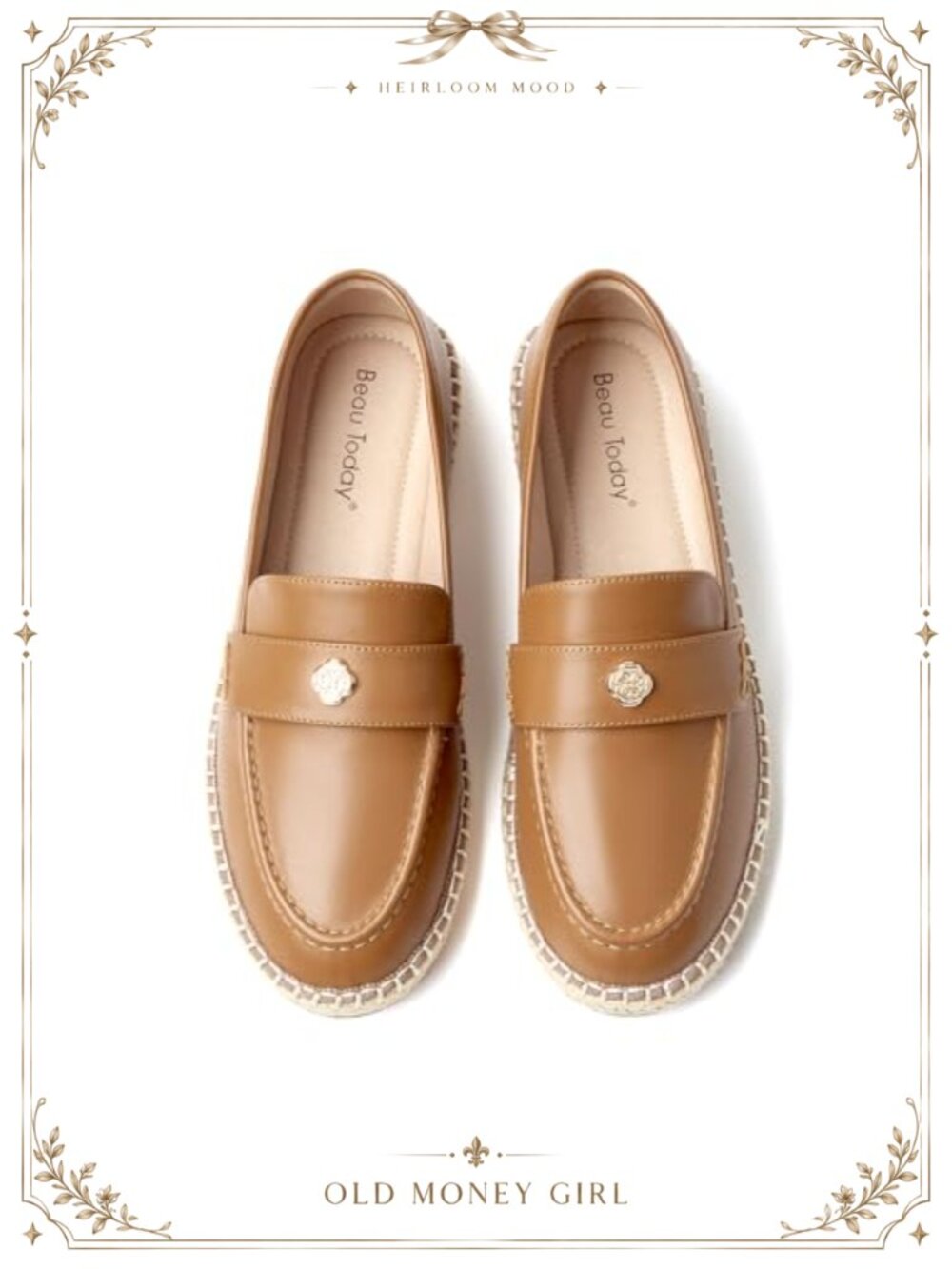 Handmade Leather Penny Loafers Womens Slip-On Flats Chain Detail
